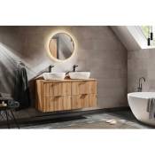 Bobochic - Meuble double vasque Meuble de salle de bain 120 cm hilona avec vasques à poser chêne - Chêne et noir