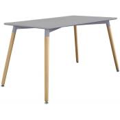 Caesaroo - Table 120x80 cm Gris avec pieds en bois de hêtre gris