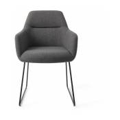 Chaise de salle à manger gris foncé shadow avec pieds élégants en métal noir Kinko -