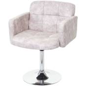 Chaise de salle à manger Orlando, fauteuil rotatif, imitation de daim, chrome vintage, gris clair - grey