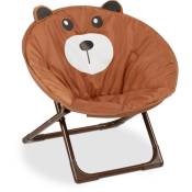 Chaise Lune pour votre enfant, pliable, unisexe, intérieur et extérieur, fauteuil pliable, marron - Relaxdays