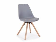 Chaise moderne bois plastique simili cuir gris nouvelle