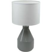 Corep - Lampe a poser ceramique gris et tissu luminaire chevet led deco chambre salon