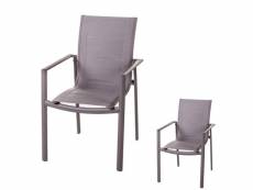 Duo de chaises à accoudoirs aluminium-textilène - flores - l 57 x l 64 x h 89 cm - neuf