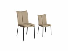 Duo de chaises simili cuir taupe - tucson - l 46 x