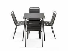 Ensemble table de jardin et 4 chaises en métal gris