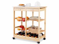 Giantex chariot de cuisine desserte de service à roulettes meuble de rangement avec 2 paniers 2 tiroirs 2 etagères 67x37x76cm