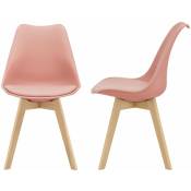 Helloshop26 - Lot de 2 chaises de salle à manger siège scandinave cuisine plastique synthétique hêtre 81 cm rose - Beige