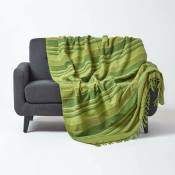 Homescapes - Jeté de lit ou de canapé à rayures Morocco - Vert - 150 x 200 cm - Vert
