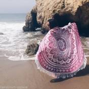 Indian Mandala Round Roundie Beach Throw Tapestry Hippy Boho Gypsy Cotton Tablecloth , Round Yoga Mat