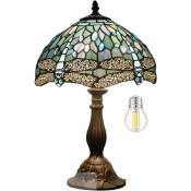 Lampe de table en verre coloré marine 12x12x18 'libellule