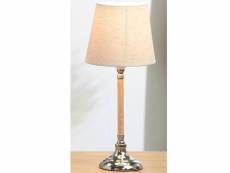 Lampe de table ethan argentée et beige 40 cm