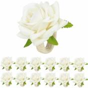 Linghhang - 12 Pièces Blanc Rond Serviette de Table Fleurs de Serviette Mariage , Fleur pour Le Banquet de Mariage décoration de dîner de Pâques de