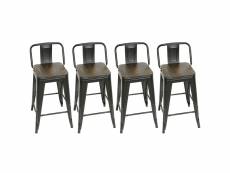 Lot de 4 chaises industriel hombuy avec coussin en bois 42 * 42 * 84 cm noir