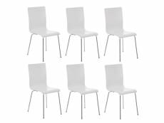 Lot de 6 chaises de cuisine en bois blanc et métal