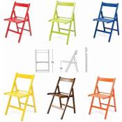 Lot de 6 chaises refermables en bois rouge, vert, marron,