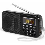 Memkey - Radio Portable, Radio fm avec Batterie Rechargeable de Grande Capacité (3000mAh), Prise en Charge MP3 / SD/USB/AUX,Noir