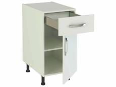 Meuble armoire de cuisine 1 porte + 1 tiroir coloris blanc - hauteur 85 x longueur 40 x profondeur 58 cm