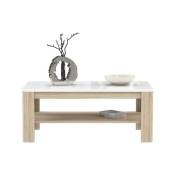 Meubletmoi - Table basse 110 cm blanc laqué et pieds