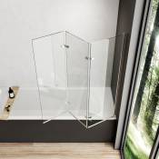 Meykoers - Pare baignoire pivotant 130x140cm écran de baignoire 3 parties pliable verre transparent 6 mm