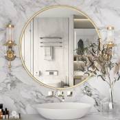 Miroir circulaire noir de 70cm, miroir mural rond, grand miroir de salle de bain, miroir de courtoisie mural sur évier pour salon, toilettes,