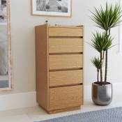 Mobilier Deco - gabin - Commode 5 tiroirs en bois couleur chêne - Bois