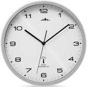 Monzana - Horloge radio pilotée ø 31cm changement heure automatique - Blanc / Argent