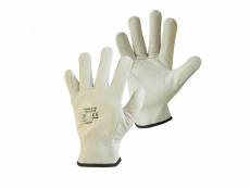Paire de gants de protection pro cuir 100% - taille 8 - m - blanc