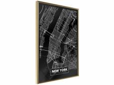 Paris prix - affiche murale encadrée "city map new york dark" 30 x 45 cm or