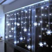 Rideau Lumineux Flocon de Neige, 3.5M Guirlandes Lumineuses 96 LED 8 Modes d'Eclairage, Decoration de Fenêtre, Noël, Mariage, Anniversaire, Maison,