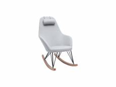 Rocking chair scandinave en tissu gris, métal noir et bois clair jhene