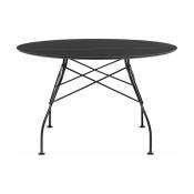 Table à manger ronde effet marbre noir et noir 118 cm Glossy - Kartell