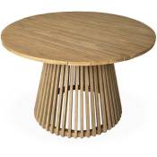 Table à manger ronde en bois d'acacia. 4 places. intérieur