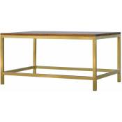 Table basse rectangulaire bire avec base d'or - Marron