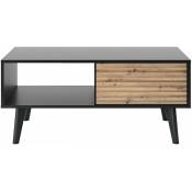 Table basse rectangulaire en bois Silas - Noir/Chêne