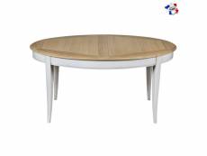 Table ovale 160 cm, 2 rallonges intégrées, chêne