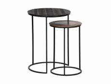 Tables d'appoint ronde - lot de 2 tables en métal TATE coloris marron foncé / Laiton