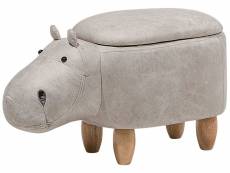 Tabouret enfant en simili-cuir gris clair hippo 105587