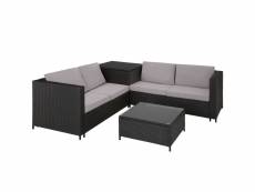 Tectake canapé de jardin sienne 4 places avec coffre de rangement - noir/gris 404298
