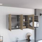 Tuhome Concept - Meuble de cuisine Hasselt, avec armoires et étagères intérieures 60CM l x 150CM p x 40CM p Gris / Rovere