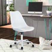 Urban Meuble - Chaise de bureau scandinave à roulettes couleur blanc - Blanc