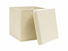 Vidaxl boîtes de rangement avec couvercles 10 pcs 28x28x28 cm crème 325218