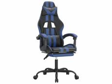 Vidaxl chaise de jeu avec repose-pied noir et bleu similicuir