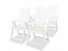 Vidaxl chaises inclinables de jardin 4 pcs plastique blanc 275067