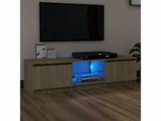 Vidaxl meuble tv avec lumières led chêne sonoma 140x40x35,5