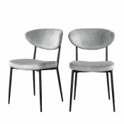 2 chaises en métal et velours gris clair