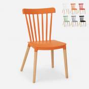 Ahd Amazing Home Design Chaise design moderne en polypropylène bois cuisine restaurant extérieur Lys, Couleur: Orange