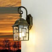 Applique d'extérieur friesen dorée vieilli au design rustique en forme de lanterne en métal E27 - Or antique - Or antique