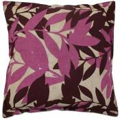 Asia - Coussin en coton à imprimés feuilles violet