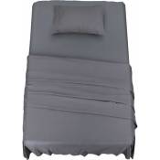 Bedding Polyester Microfibre Parure de lit (3 pièces, Gris) - 1 Drap Housse 90x190cm, 1 Drap Plat 167x243 cm et 1 Taie d'oreiller 50x75cm
